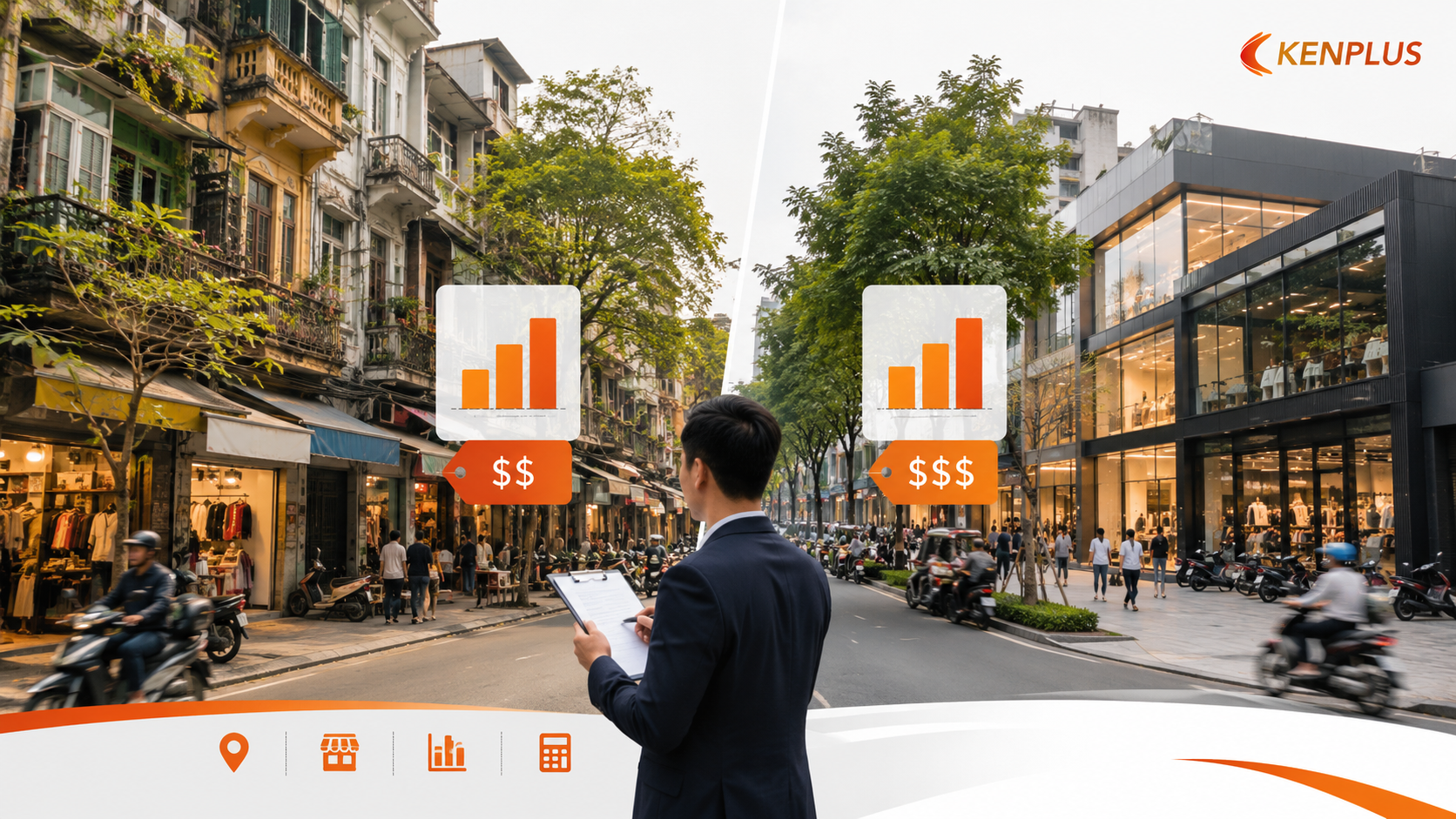 So sánh chi phí thuê mặt bằng bán lẻ tại Hà Nội và TPHCM dựa trên vị trí, lưu lượng khách và tiềm năng kinh doanh.