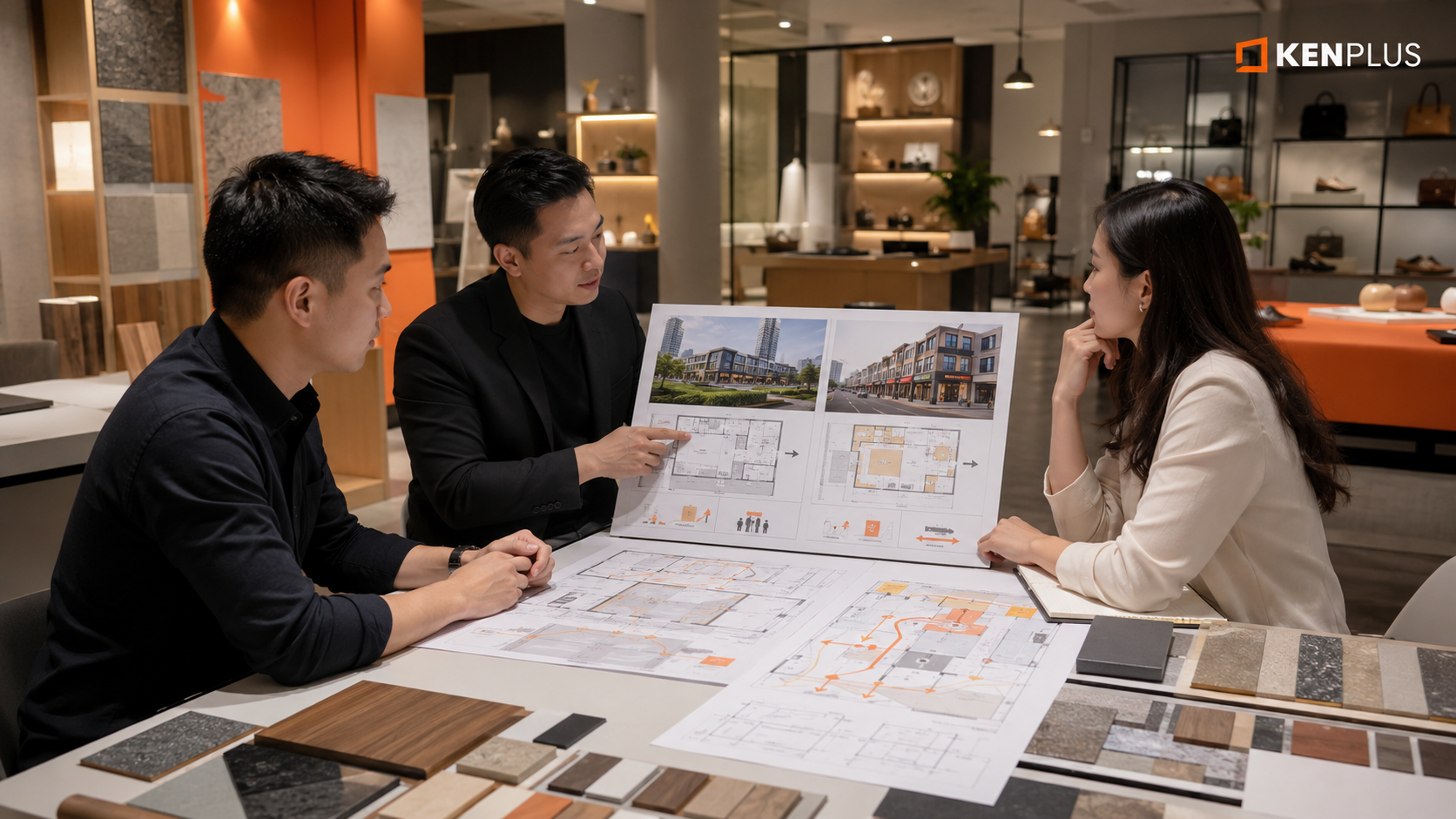 Buổi tư vấn thiết kế cửa hàng, phân tích mặt bằng và phương án bố trí không gian phù hợp giữa khu đô thị mới và mặt phố truyền thống.