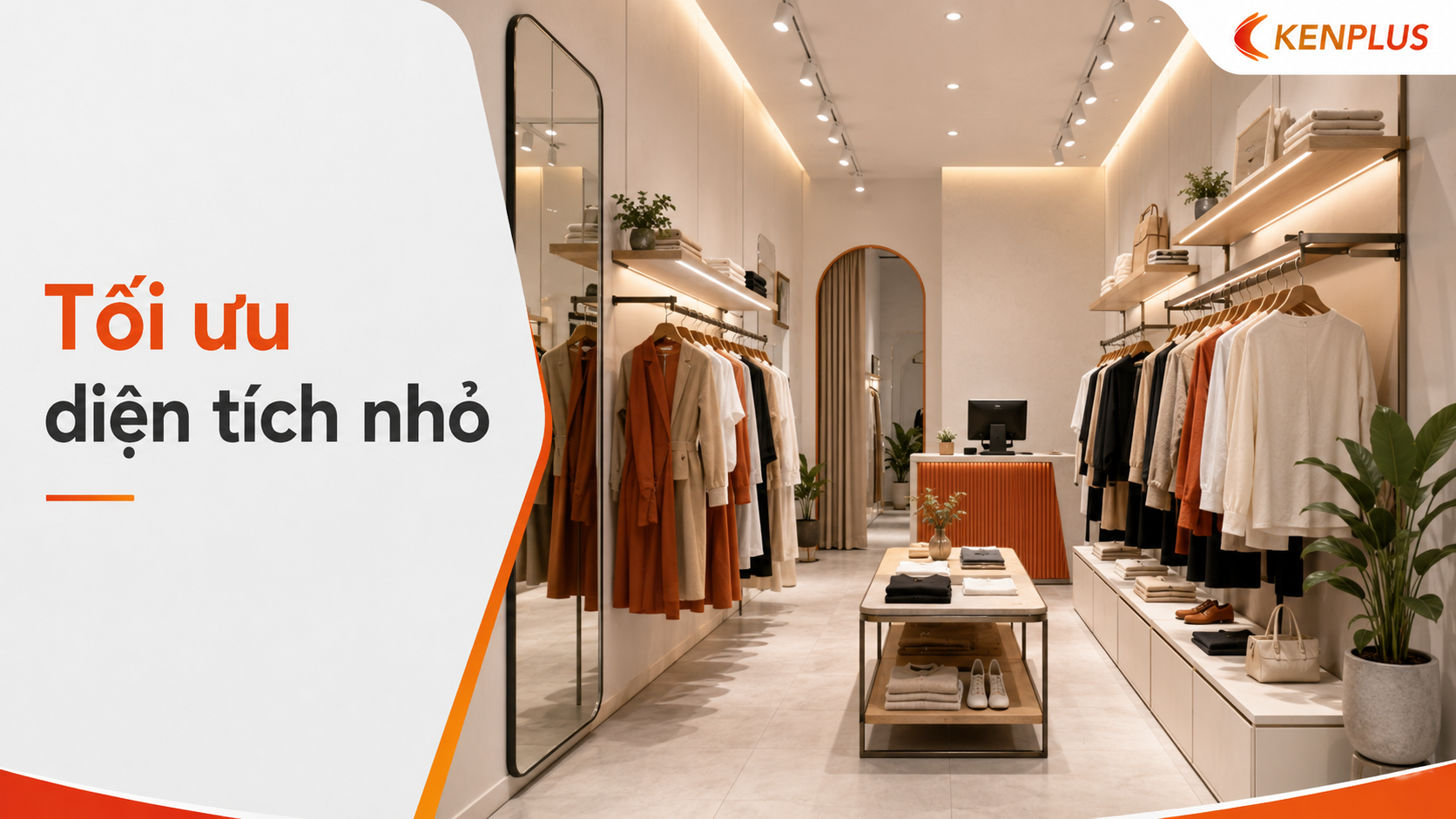 Giải pháp tối ưu diện tích cho shop thời trang nhỏ với hệ kệ sát tường
