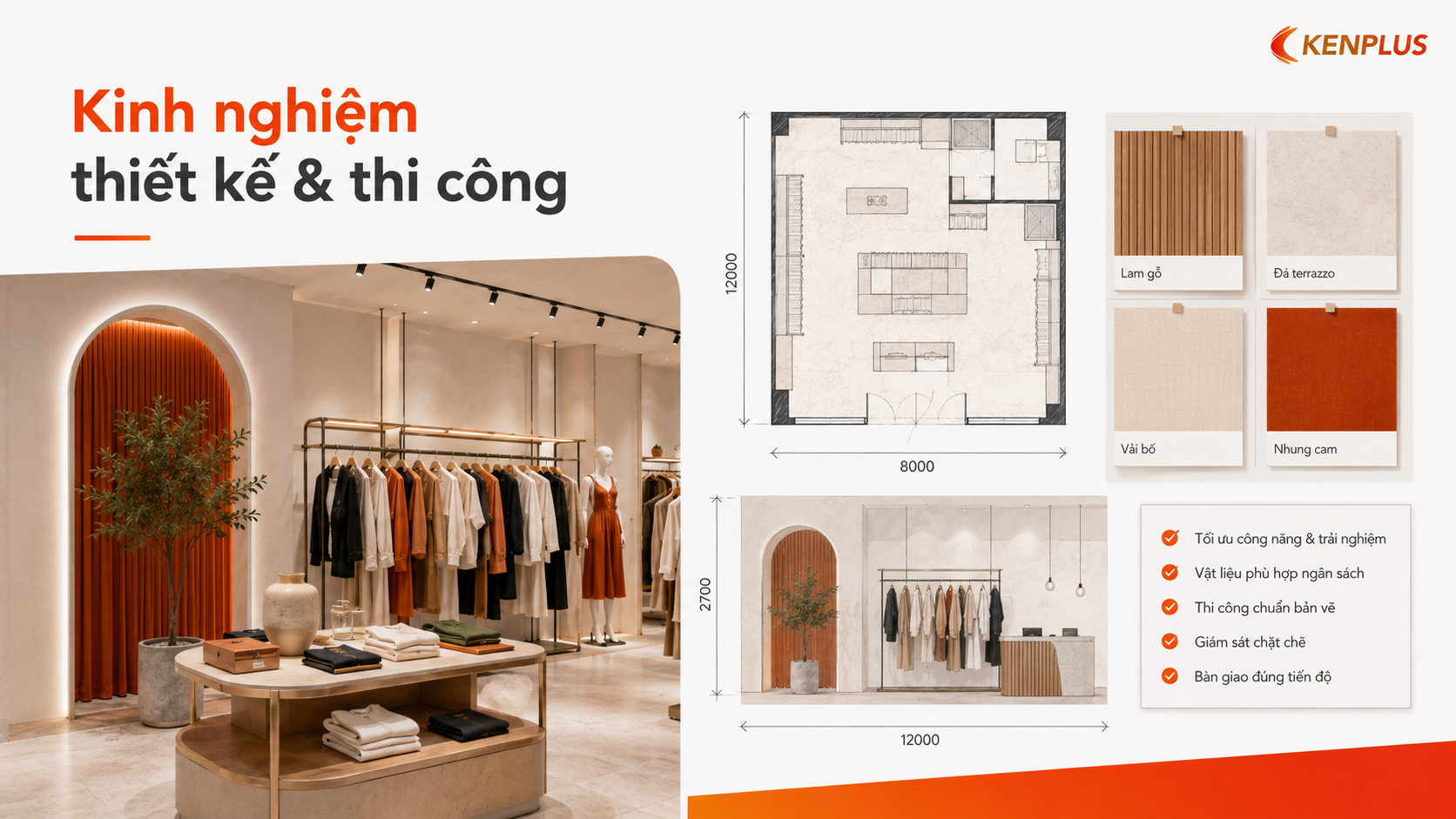 Kinh nghiệm thiết kế và thi công shop thời trang đúng bản vẽ và ngân sách