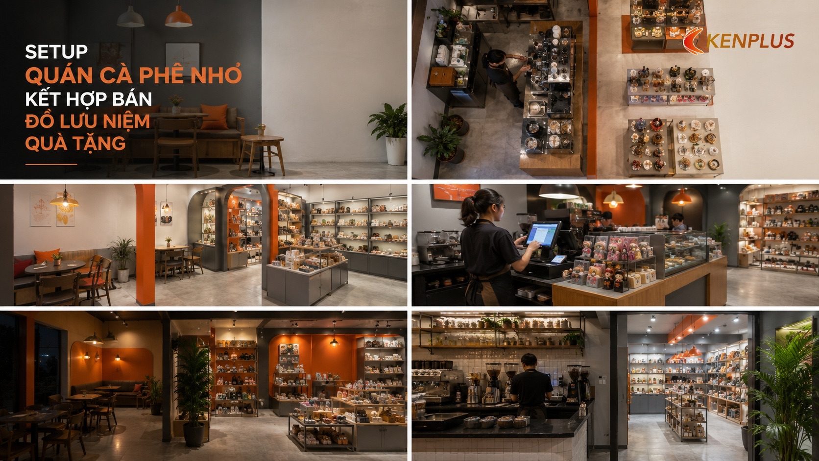 Vị trí quầy tính tiền cho mô hình hai luồng doanh thu — Setup quán cà phê nhỏ kết hợp bán đồ lưu niệm quà tặng