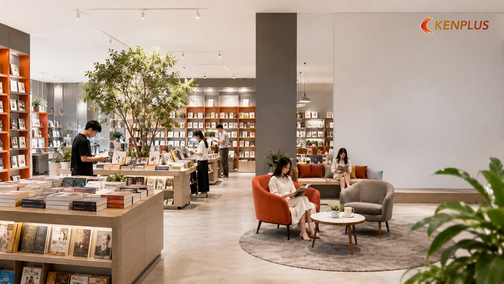 Vì sao xu hướng kết hợp không gian đọc đang lên ngôi — Thiết kế nhà sách hiện đại: không chỉ bán sách mà còn là không…