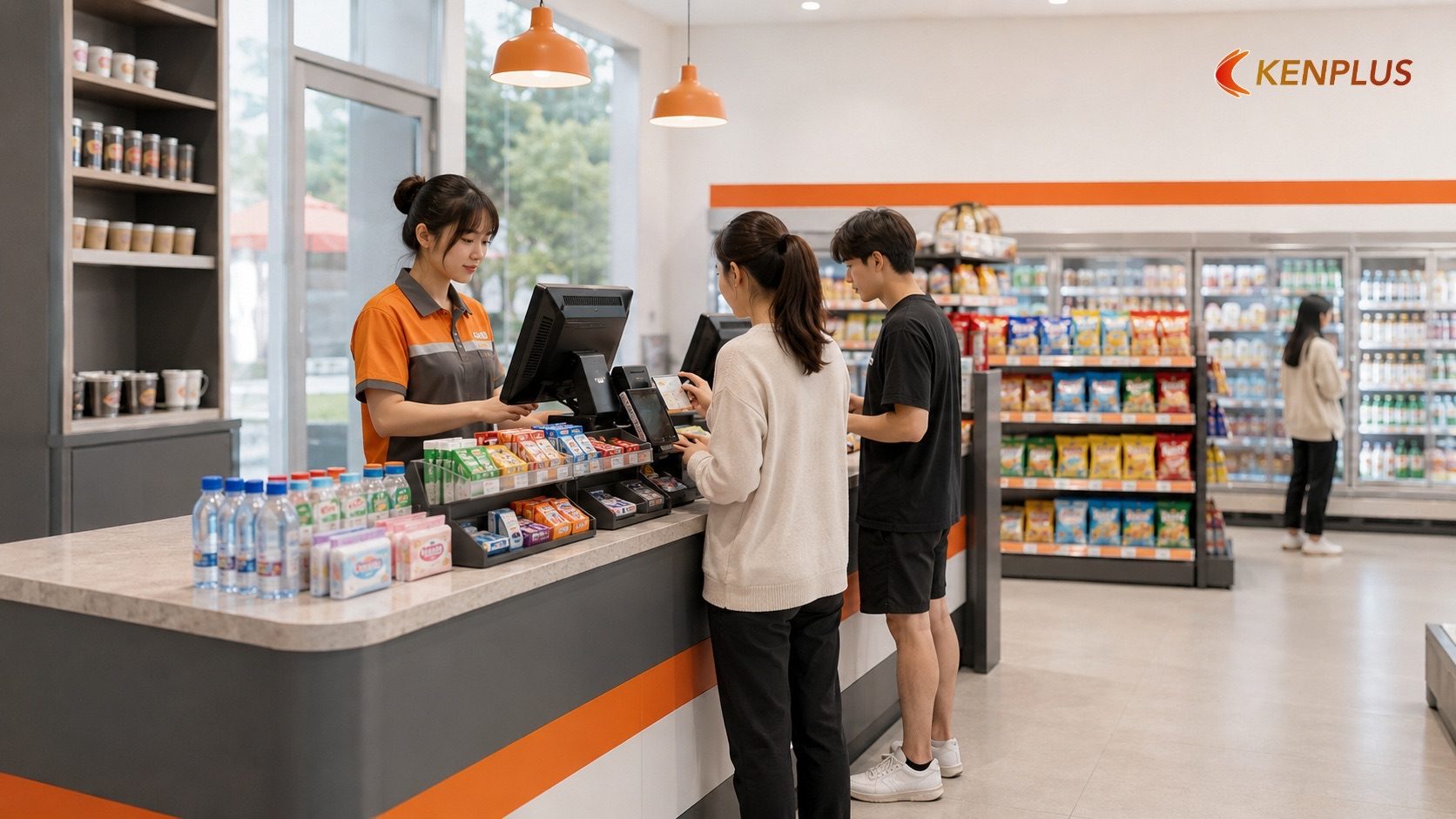 Khu vực quầy thu ngân — điểm chốt doanh thu phụ — Cửa hàng tiện lợi 24h: bố trí quầy kệ tối ưu doanh thu trên từng m2