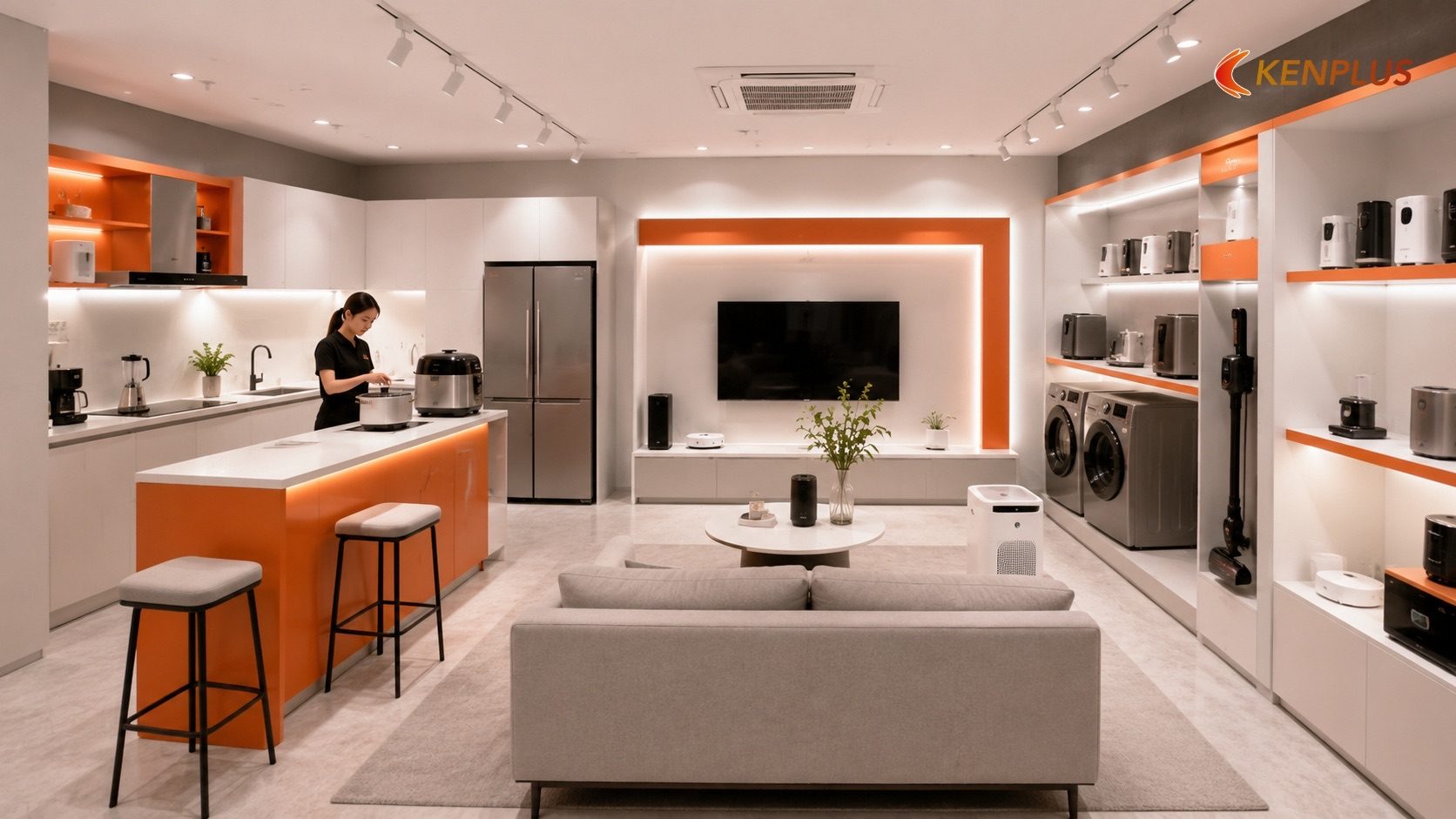 Xu hướng 1: Mô hình phòng trình diễn (demo room) tích hợp trong cửa hàng Xu hướng 1: Mô hình phòng trình diễn (demo room) tích hợp trong cửa hàng — Xu hướng bán lẻ đồ gia dụng thông minh:…