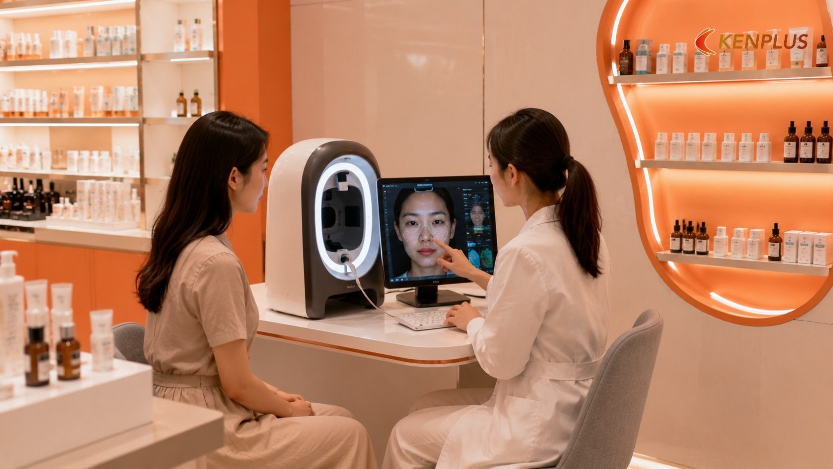 Xu hướng 1: Máy soi da và công nghệ phân tích tại điểm bán — Xu hướng bán lẻ mỹ phẩm: cá nhân hoá công thức, tư vấn…