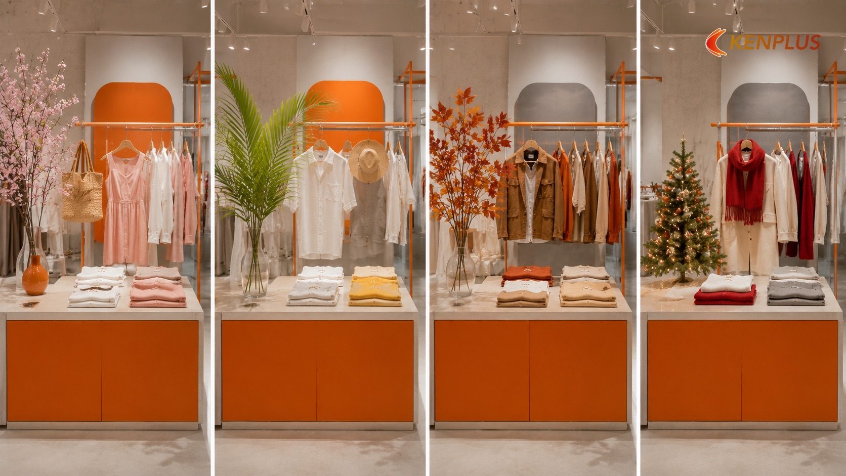 Ví dụ minh hoạ: một chuỗi thời trang giả định đổi concept bốn mùa trong năm Ví dụ minh hoạ: một chuỗi thời trang giả định đổi concept bốn mùa trong năm — Flex retail: đổi concept cửa hàng theo…