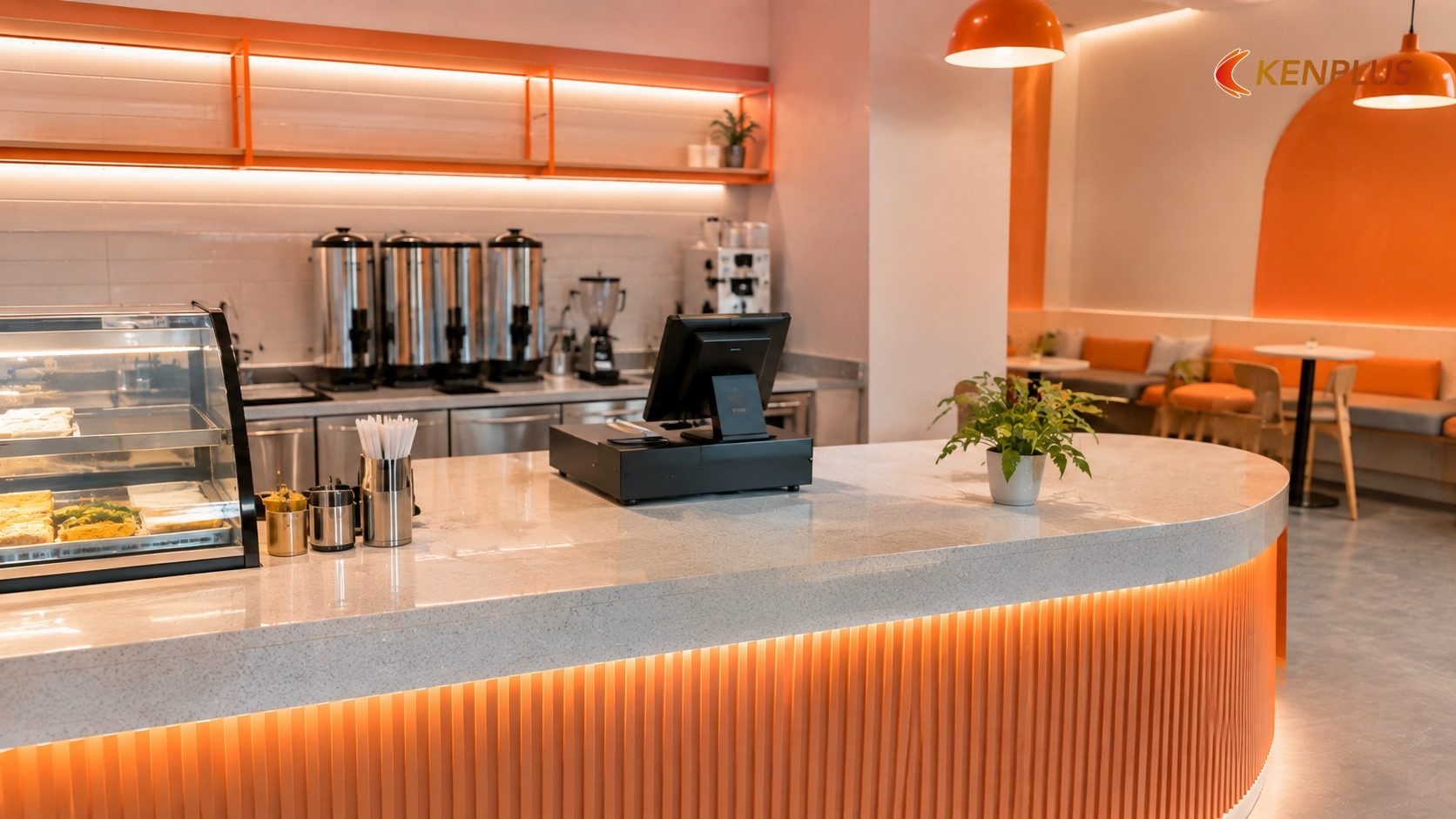 Vật liệu mặt bàn quầy pha chế: so sánh các lựa chọn phổ biến — Vật liệu thi công quán trà sữa: chống ố, dễ vệ sinh