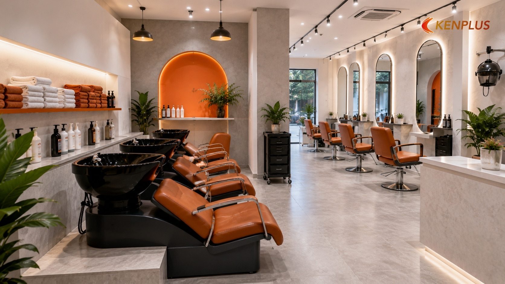Bố trí không gian salon tóc chuẩn: từ gội đến nhuộm — Kinh nghiệm mở salon tóc tại Ninh Bình: thiết kế không gian hút…