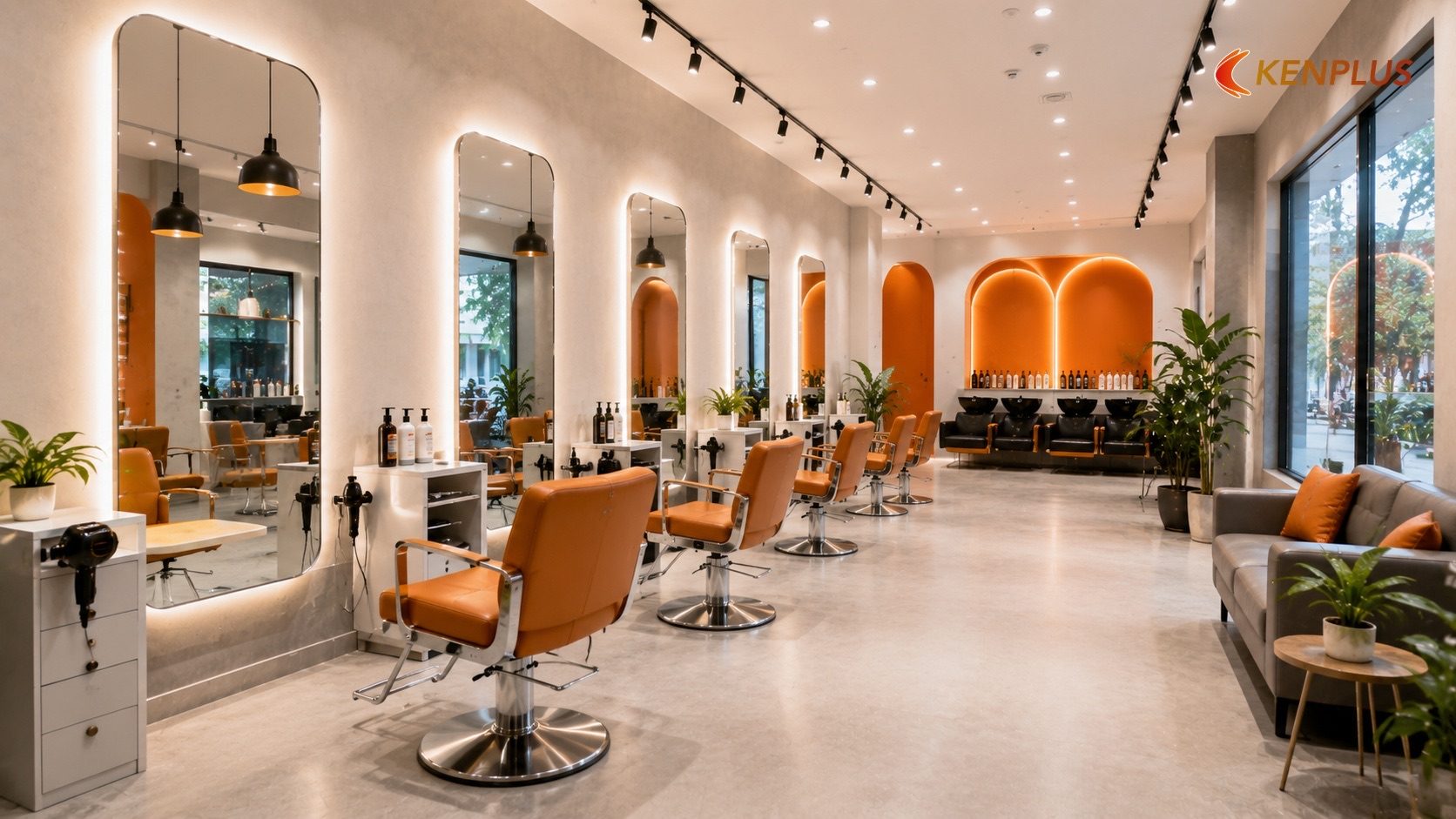 Ánh sáng và hệ thống gương – yếu tố quyết định trải nghiệm — Kinh nghiệm mở salon tóc tại Ninh Bình: thiết kế không…