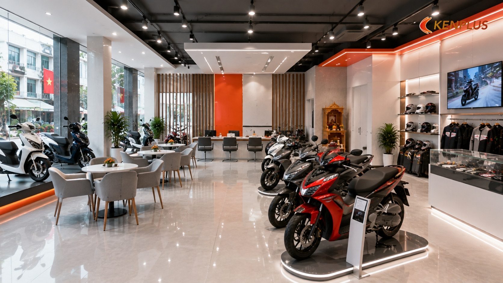 Ý tưởng bố trí không gian showroom xe máy — Thiết kế showroom tại Ninh Bình: ý tưởng không gian trưng bày thu hút khách