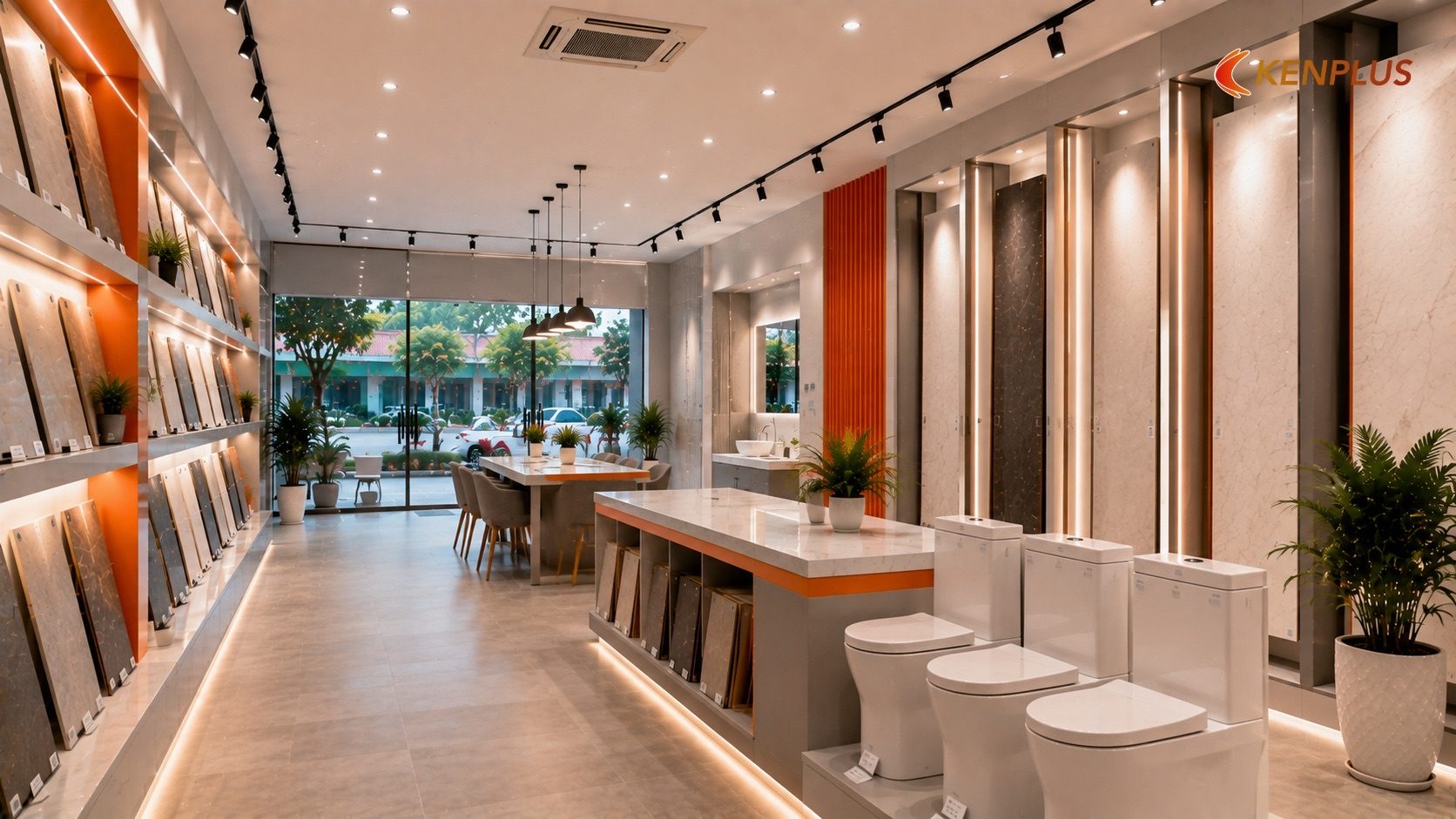 Kỹ thuật tránh chói mắt và tránh đổ bóng lên sản phẩm — Ánh sáng và bố cục trưng bày cho showroom tại Ninh Bình