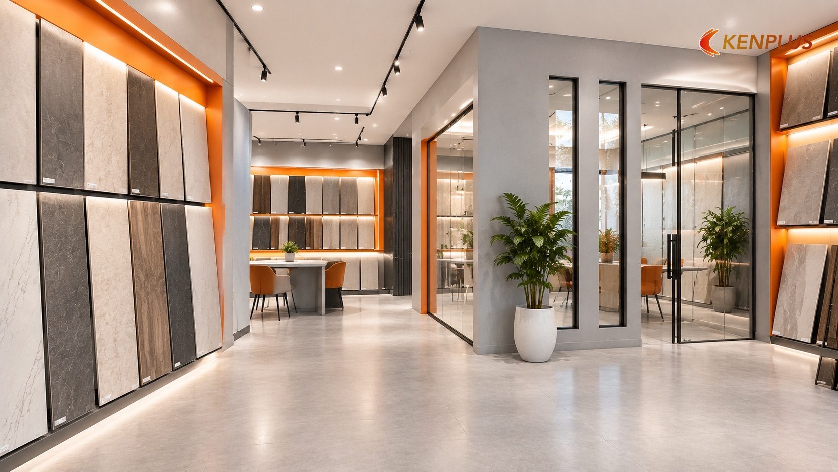 Vật liệu vách ngăn: thạch cao chịu ẩm, panel nhựa, kính cường lực Vật liệu vách ngăn: thạch cao chịu ẩm, panel nhựa, kính cường lực — Vật liệu thi công showroom bền, dễ bảo trì tại…