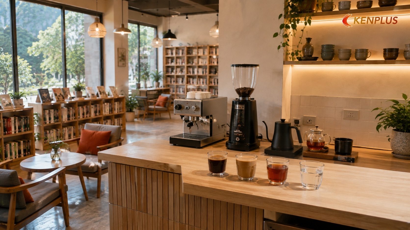 Menu đồ uống tối giản, phù hợp với đặc thù mô hình sách — Thiết kế góc cà phê sách kết hợp tại Ninh Bình: mô hình 2…
