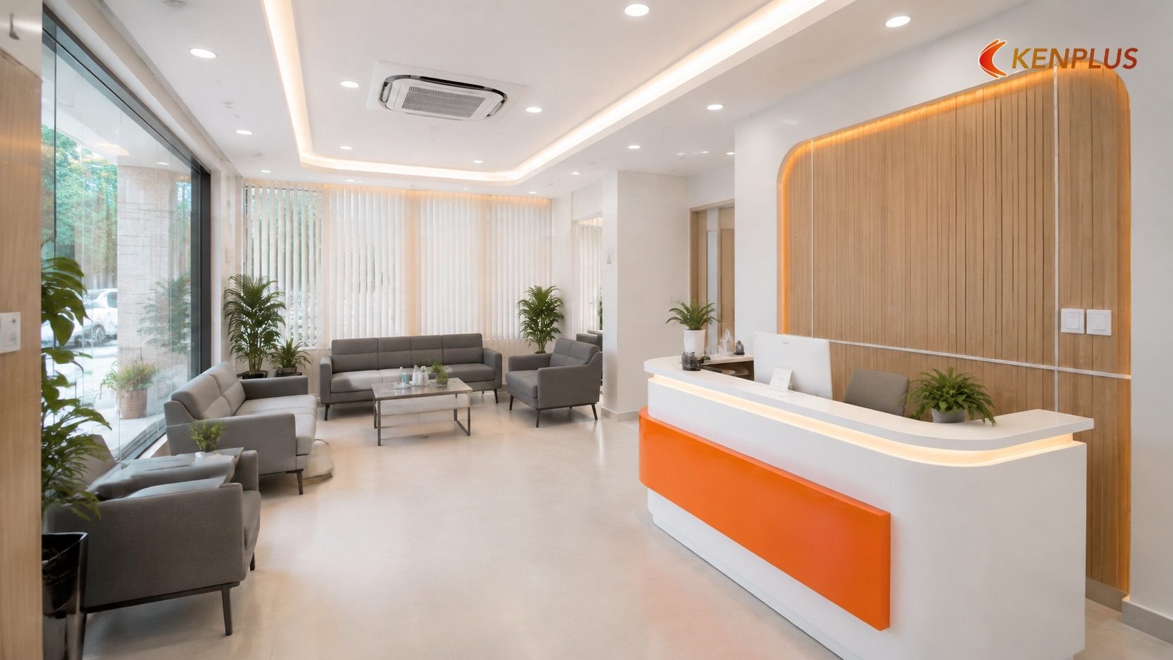 Bố trí khu tiếp đón và khu chờ Bố trí khu tiếp đón và khu chờ — Thiết kế phòng khám tại Ninh Bình: bố cục khu chờ và phòng khám chuẩn y tế