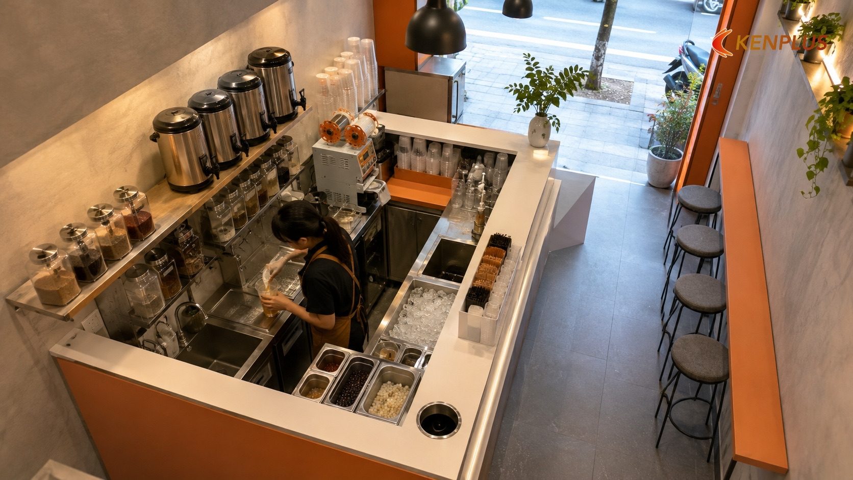 Vì sao quầy pha chế là hạng mục quyết định thành bại của quán diện tích nhỏ — Thiết kế quầy pha chế trà sữa tối ưu…