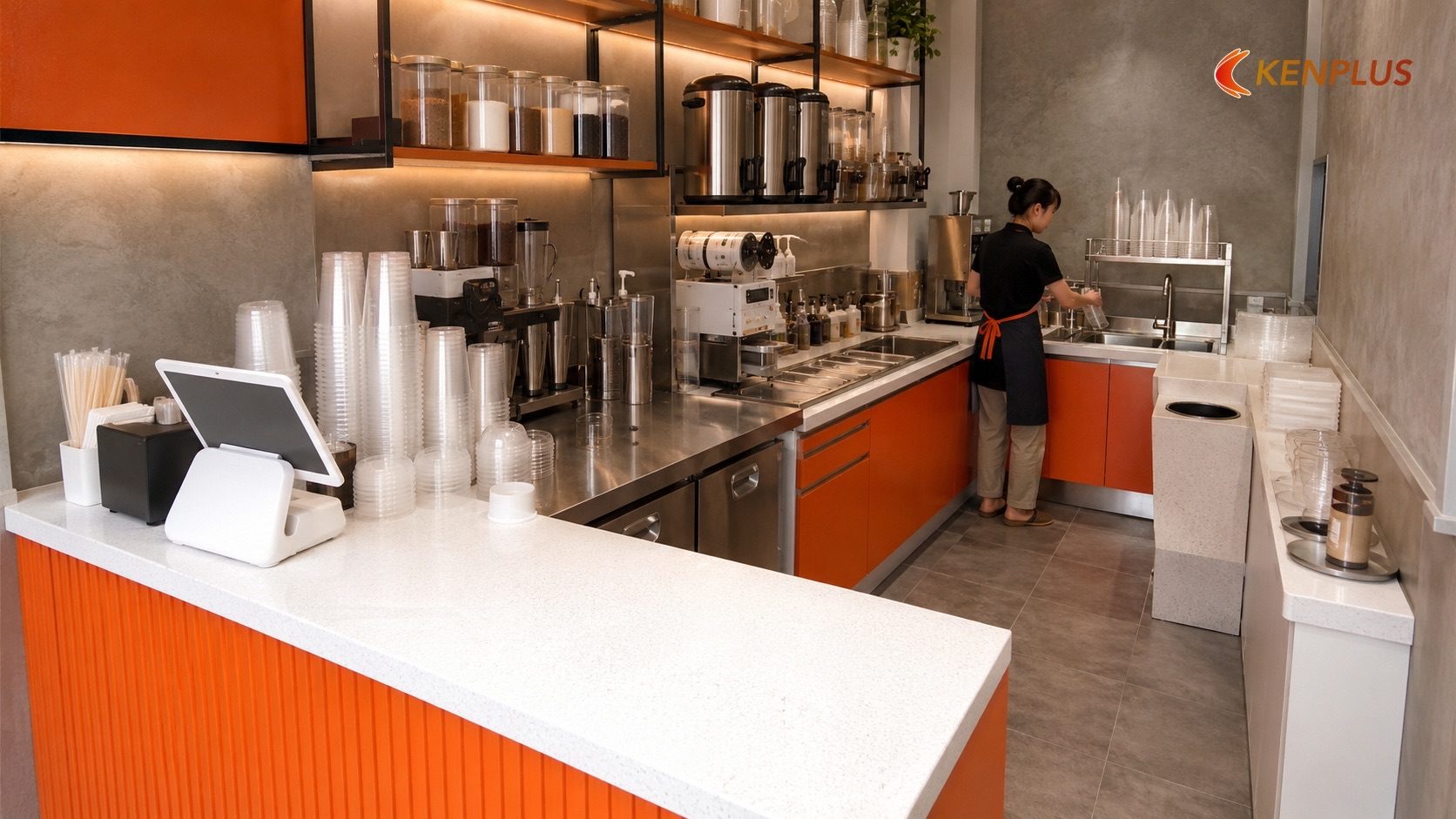 Nguyên tắc phân chia ba khu vực chức năng trong quầy pha chế nhỏ — Thiết kế quầy pha chế trà sữa tối ưu diện tích nhỏ…