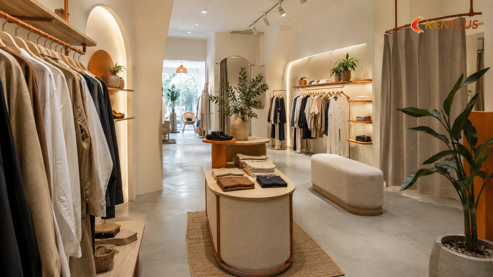 Xu hướng 1: Tối giản ấm áp thay thế tối giản lạnh lẽo — Xu hướng thiết kế shop thời trang 2026 áp dụng cho Ninh Bình