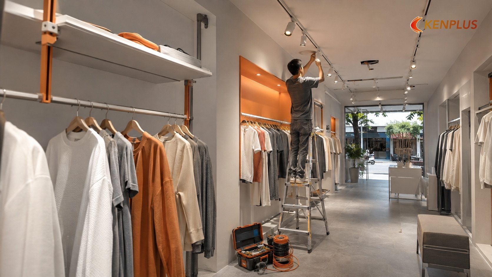 Thi công hệ thống điện và chiếu sáng — Quy trình thi công shop thời trang tại Ninh Bình