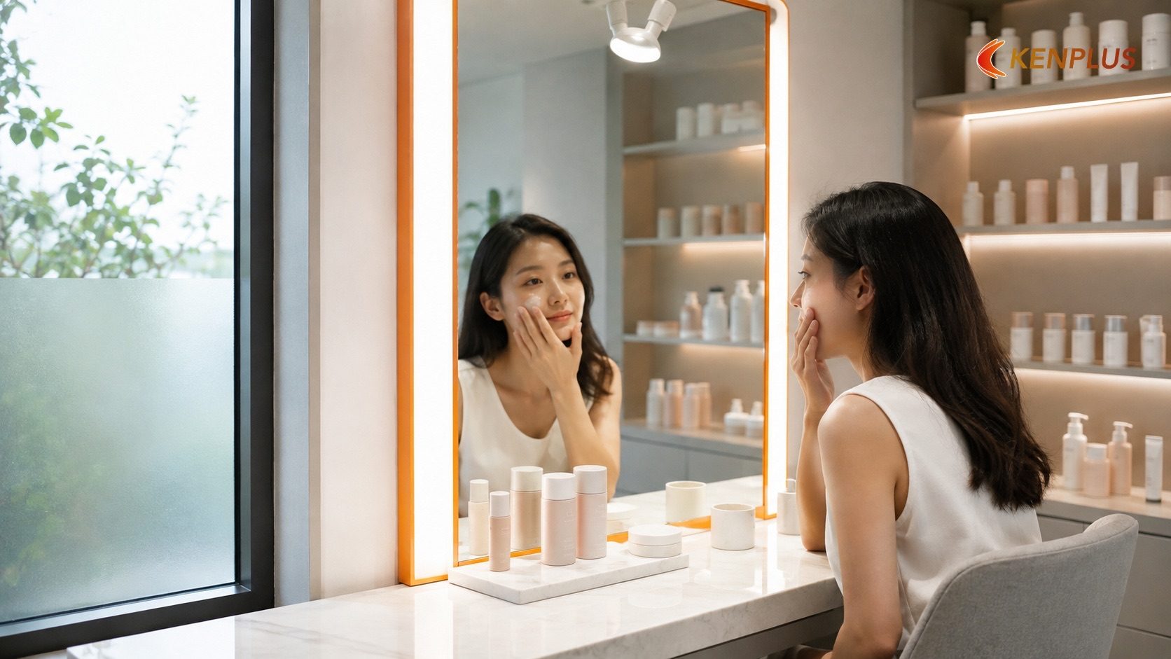 Ánh sáng — yếu tố quan trọng nhất, quan trọng hơn cả vách ngăn Ánh sáng — yếu tố quan trọng nhất, quan trọng hơn cả vách ngăn — Khu tư vấn và thử mỹ phẩm: thiết kế riêng tư nhưng…