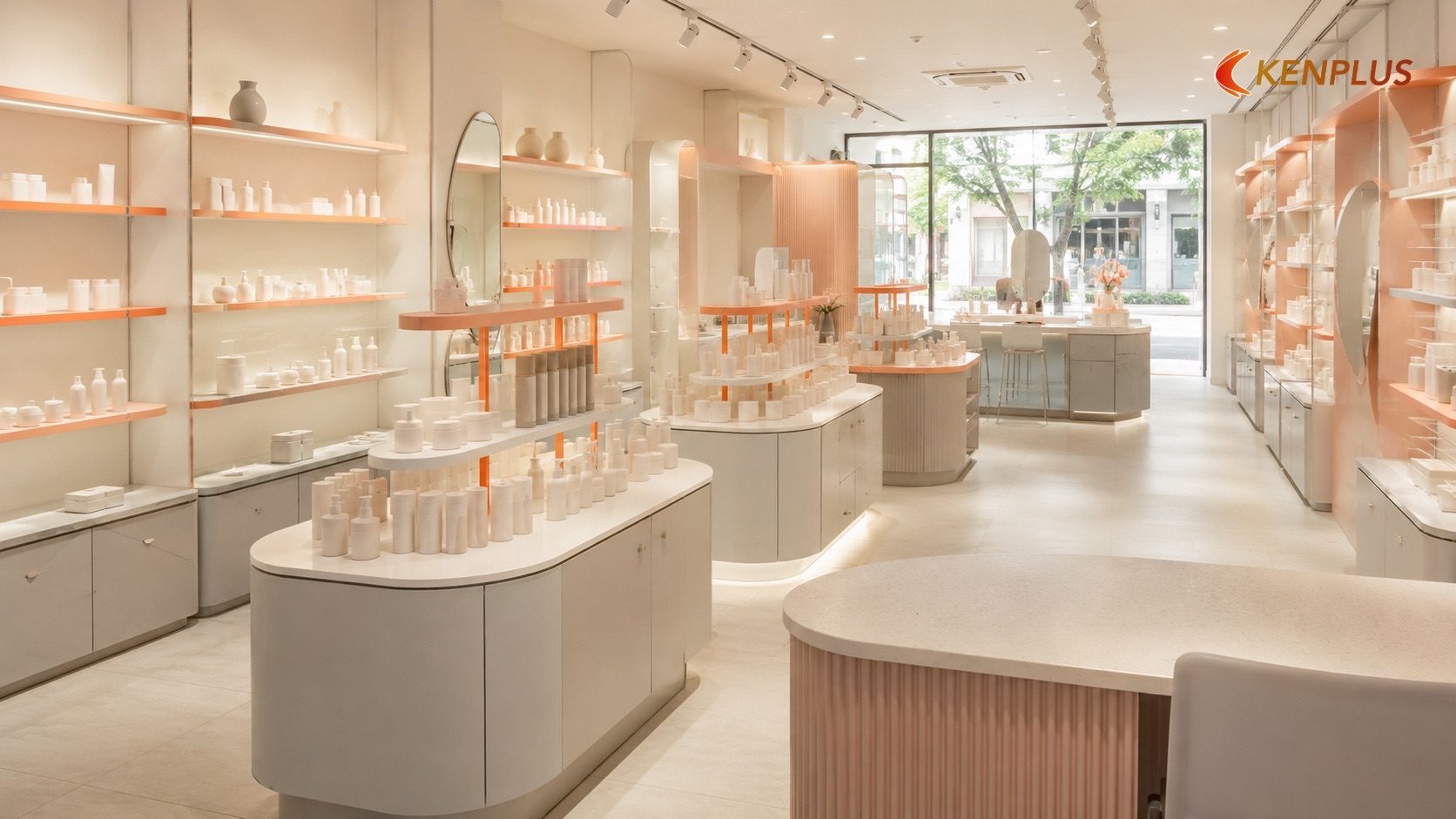 Ứng dụng phong cách pastel cho các phân khúc shop mỹ phẩm khác nhau — Xu hướng thiết kế shop mỹ phẩm 2026: phong cách…