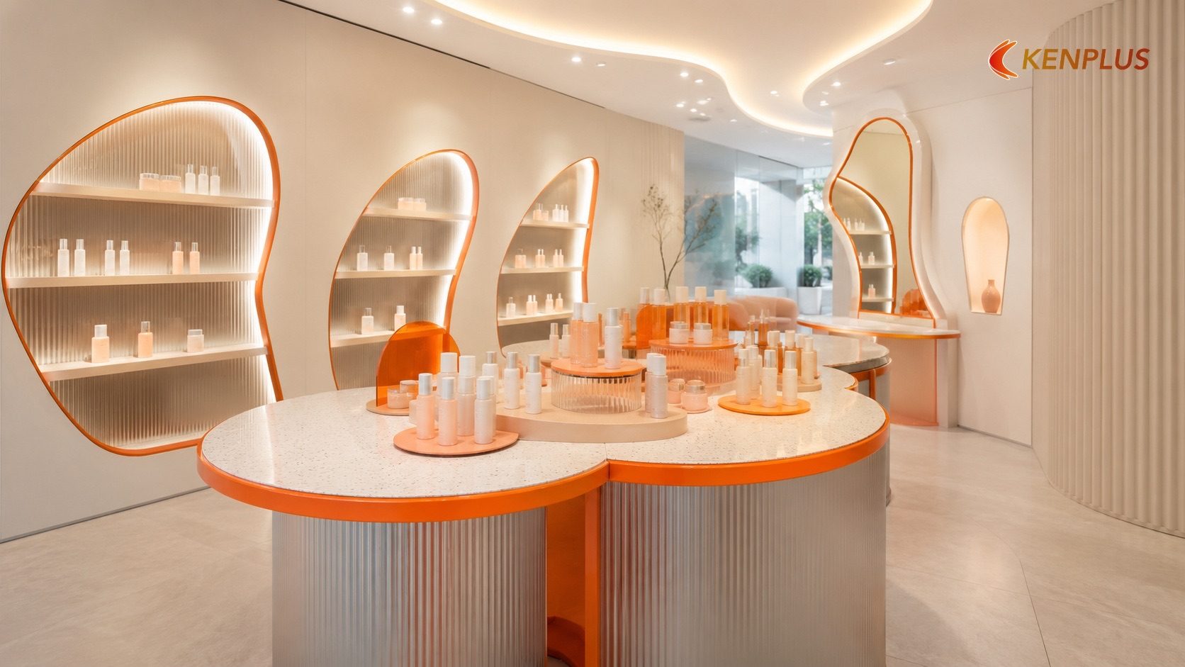 Xu hướng 2026: pastel kết hợp cùng các yếu tố cá nhân hoá thương hiệu — Xu hướng thiết kế shop mỹ phẩm 2026: phong…