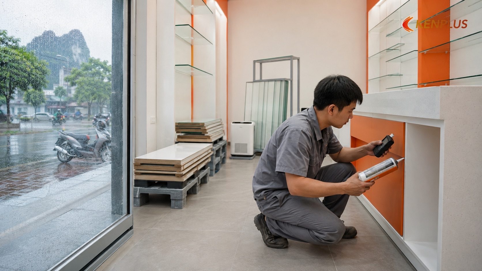 Đặc thù thi công tại khu vực Ninh Bình cần lưu ý — Vật liệu thi công quầy mỹ phẩm: chống ố, dễ vệ sinh