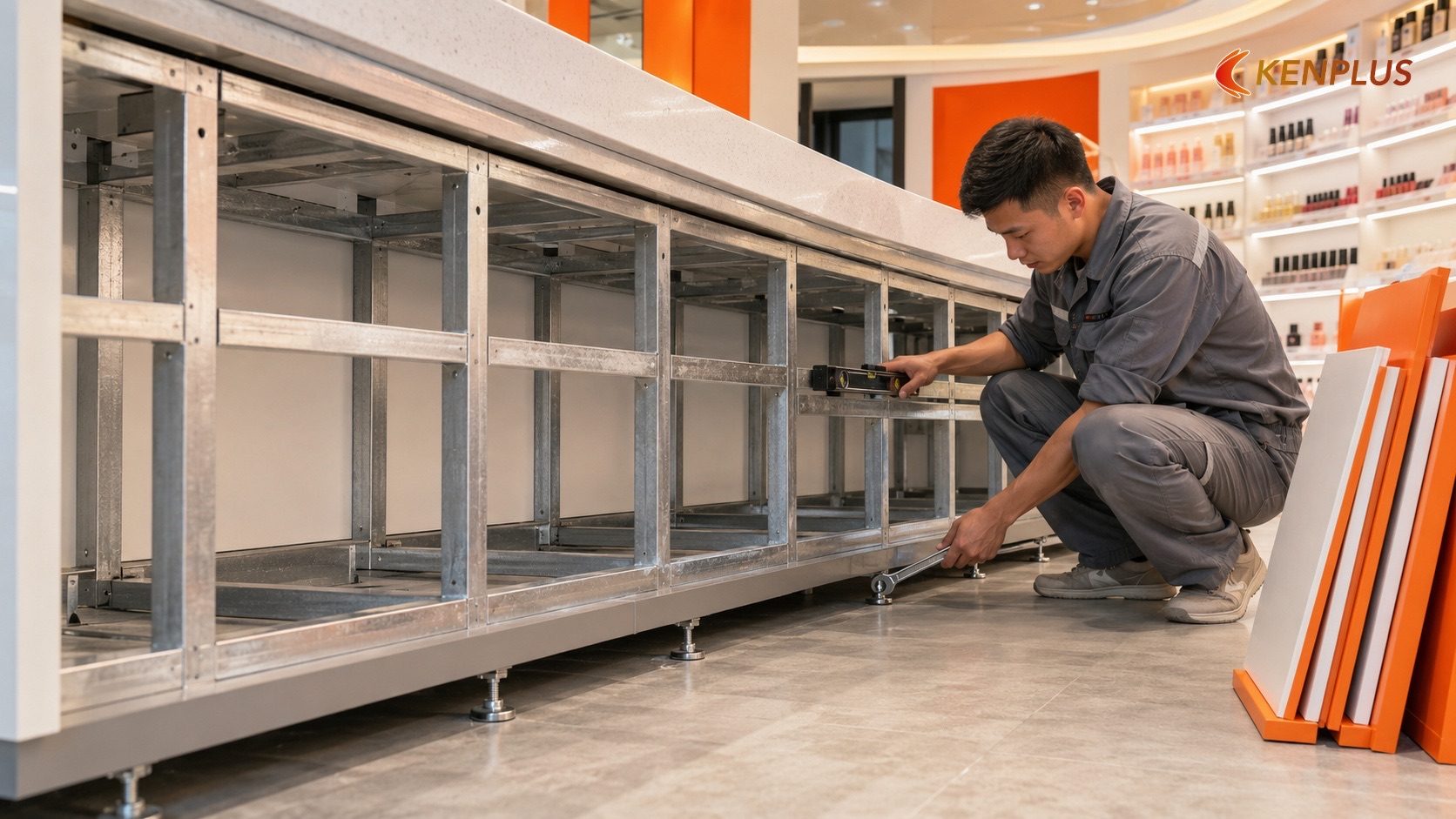 Vật liệu khung xương và chân đế — phần dễ bị bỏ quên nhưng ảnh hưởng trực tiếp đến độ bền mặt quầy — Vật liệu thi công…