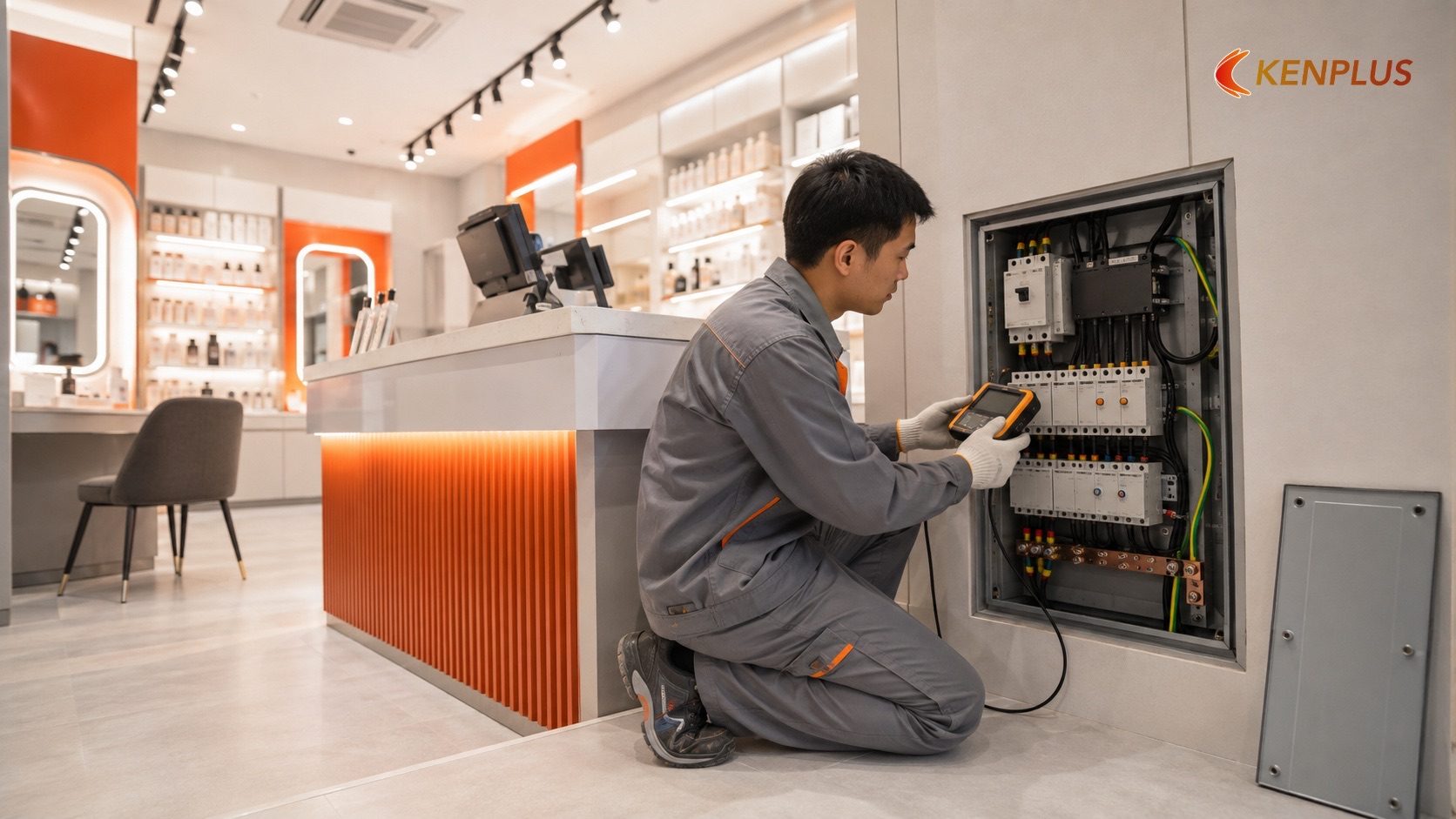 An toàn điện khi thi công shop mỹ phẩm — Hệ thống điện, ánh sáng thi công cho shop mỹ phẩm: lưu ý kỹ thuật