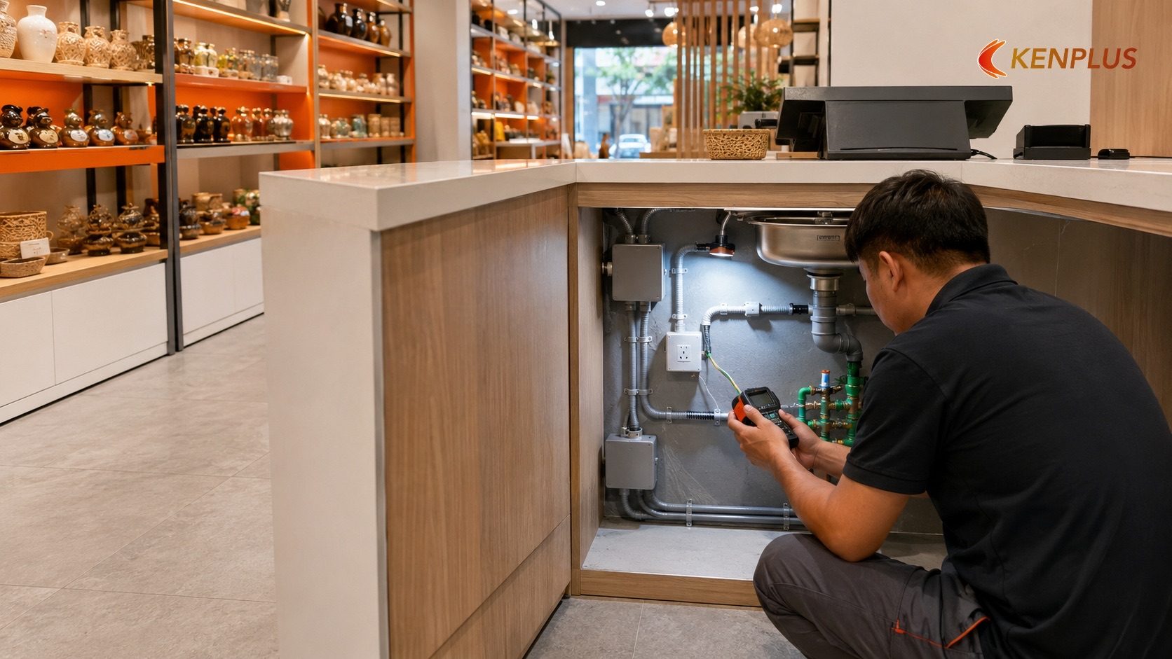 Tiết kiệm hợp lý ở phần điện nước, không đánh đổi an toàn — Kinh nghiệm thi công cửa hàng quà lưu niệm tiết kiệm chi phí