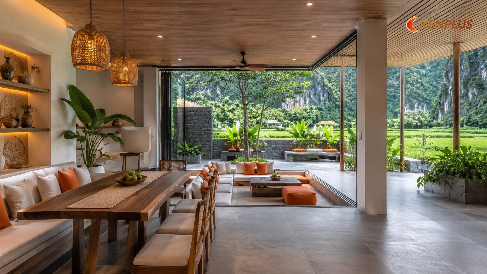 Không gian mở — xu hướng cốt lõi định hình trải nghiệm 2026 — Xu hướng thiết kế homestay 2026: vật liệu tự nhiên,…