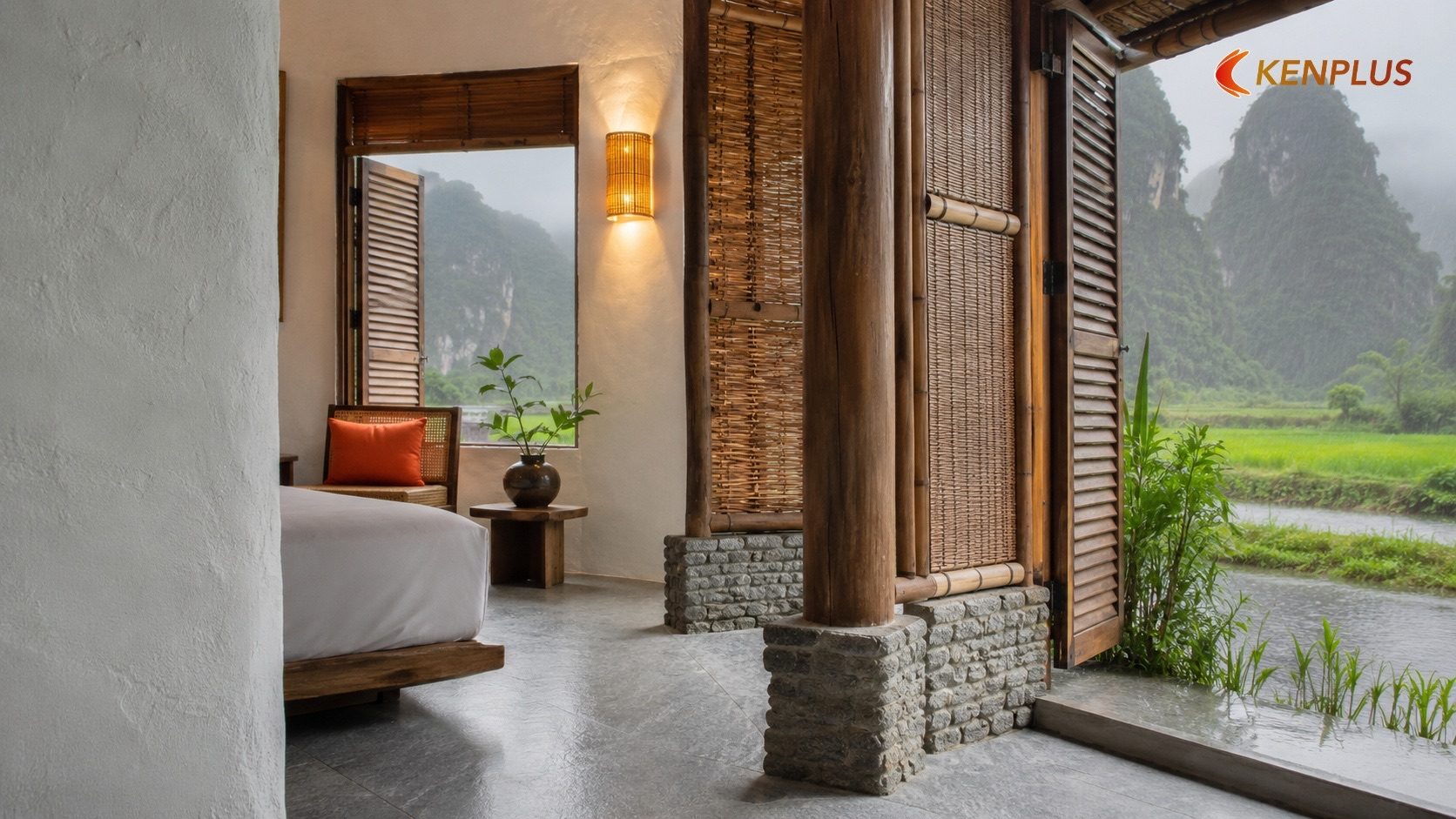 Yếu tố khí hậu bán sơn địa Ninh Bình tác động thế nào đến lựa chọn vật liệu — Vật liệu thi công homestay tre, gỗ: độ…