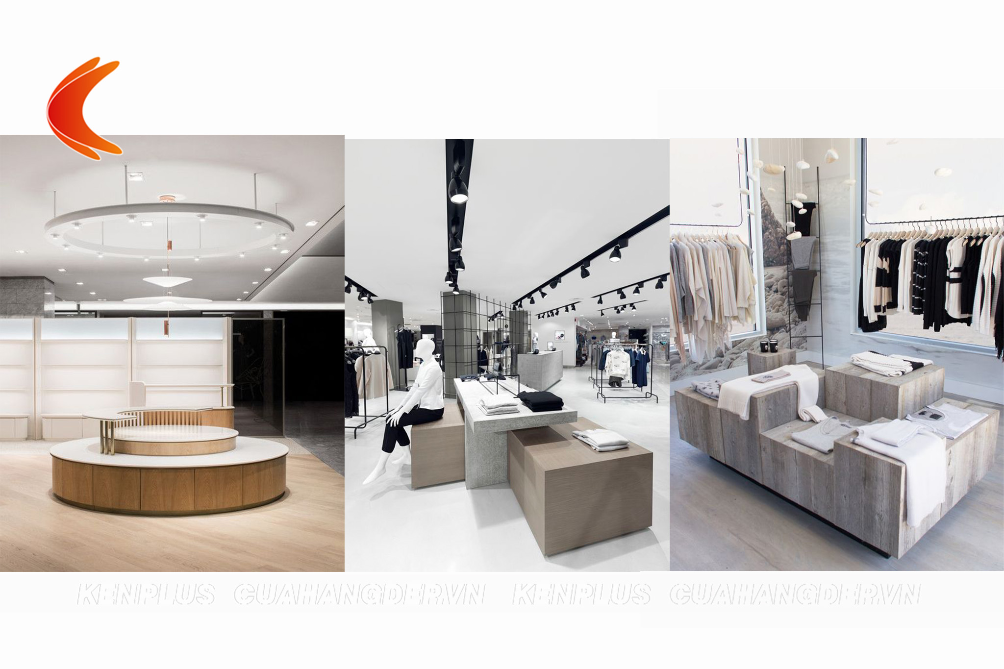 Nội thất shop thời trang - bàn khu trung tâm