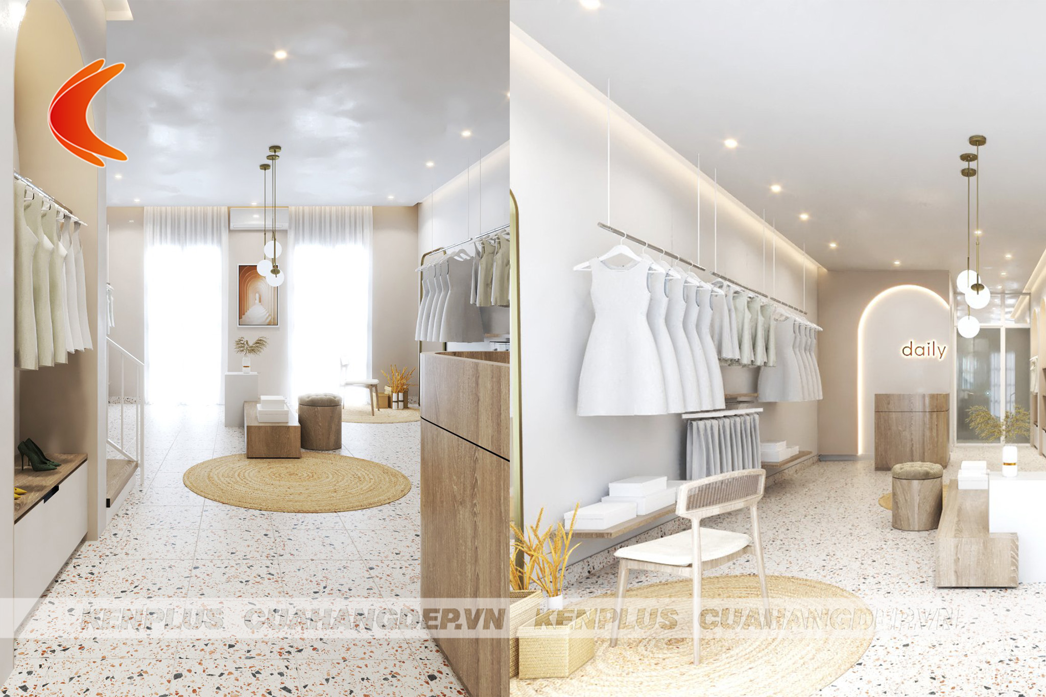 thiết kế shop thời trang nữ phong cách Scandinavian