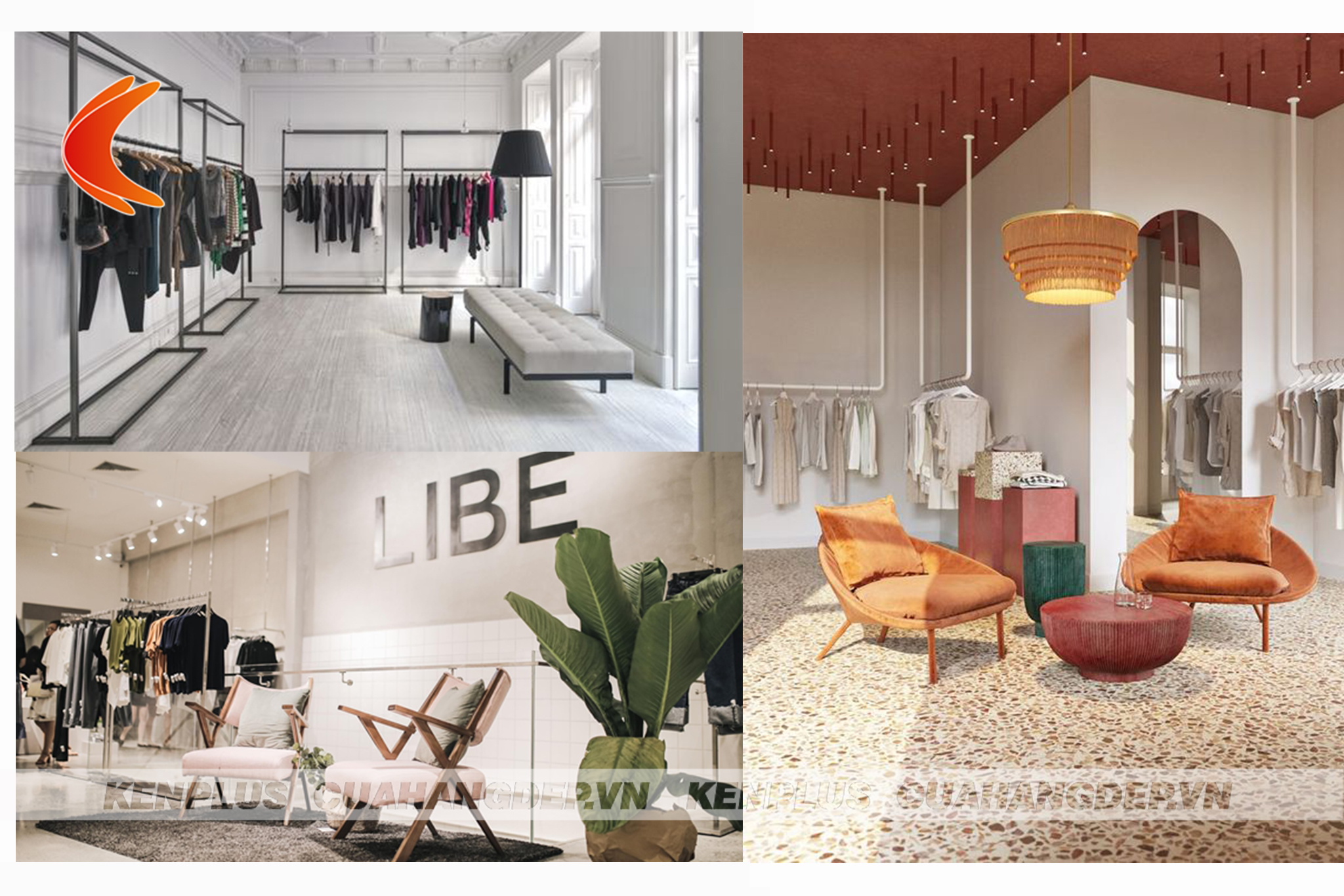 Thiết kế shop thời trang bày trí khu vực ghế ngồi