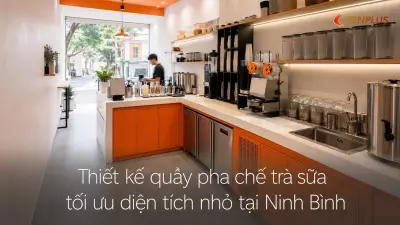 Thiết kế quầy pha chế trà sữa tối ưu diện tích nhỏ tại Ninh Bình
