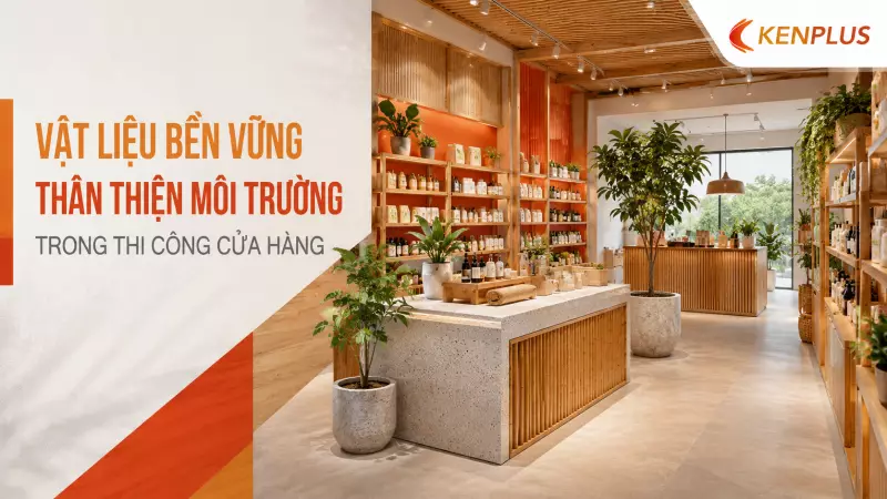 Vật liệu bền vững, thân thiện môi trường trong thi công cửa hàng