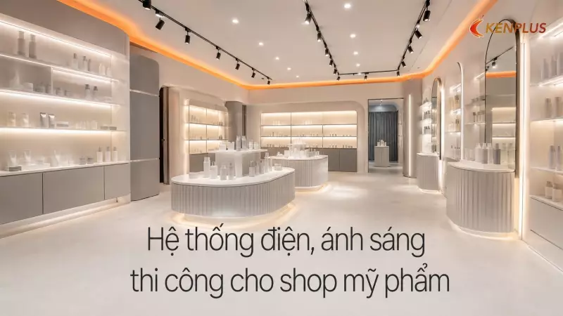 Hệ thống điện, ánh sáng thi công cho shop mỹ phẩm: lưu ý kỹ thuật