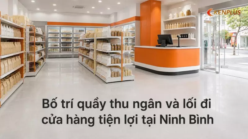 Bố trí quầy thu ngân và lối đi cửa hàng tiện lợi tại Ninh Bình