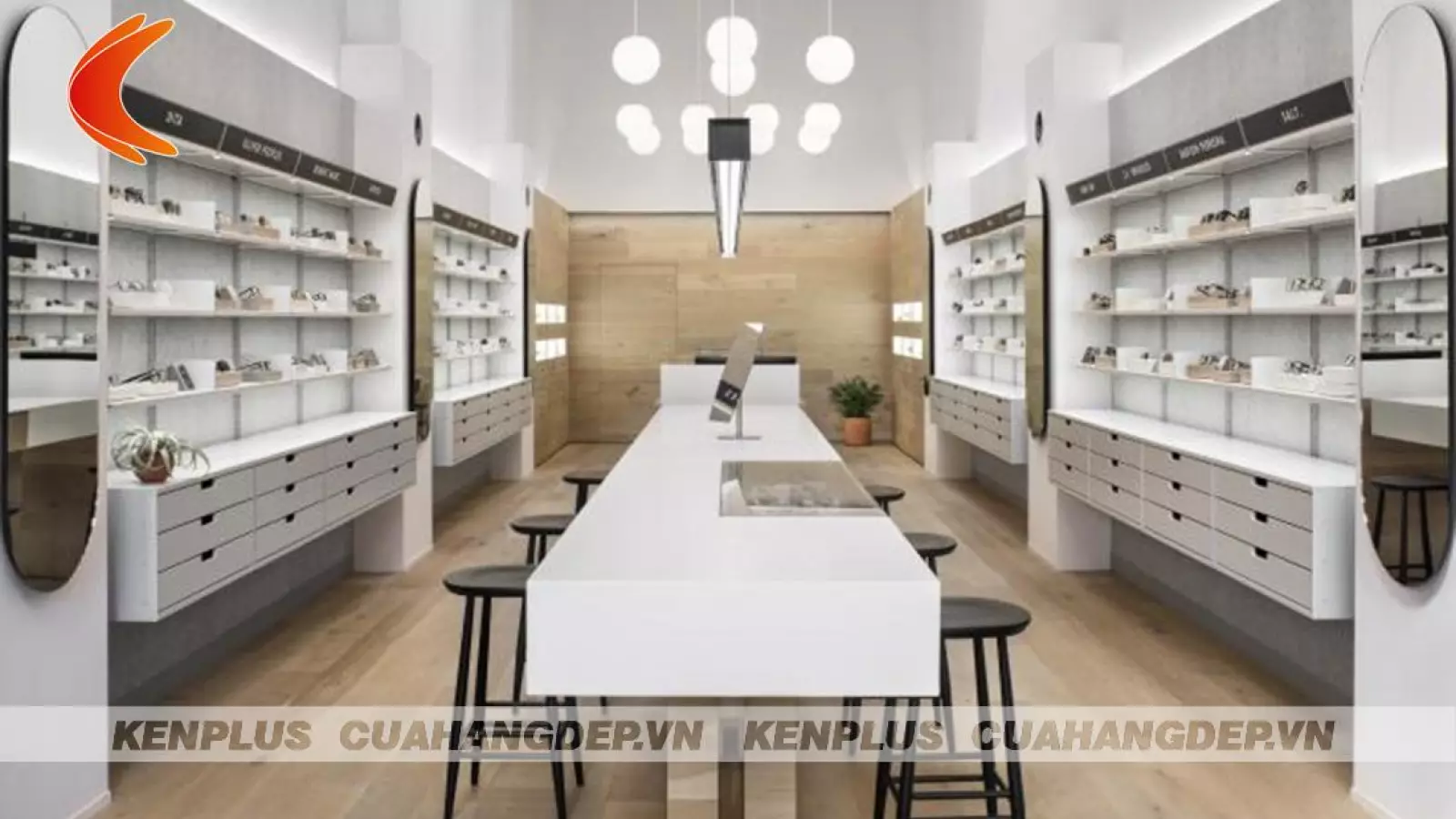 Mẫu thiết kế cửa hàng kính mắt đẹp nhẹ nhàng