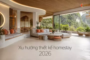 Xu hướng thiết kế homestay 2026: vật liệu tự nhiên, không gian mở