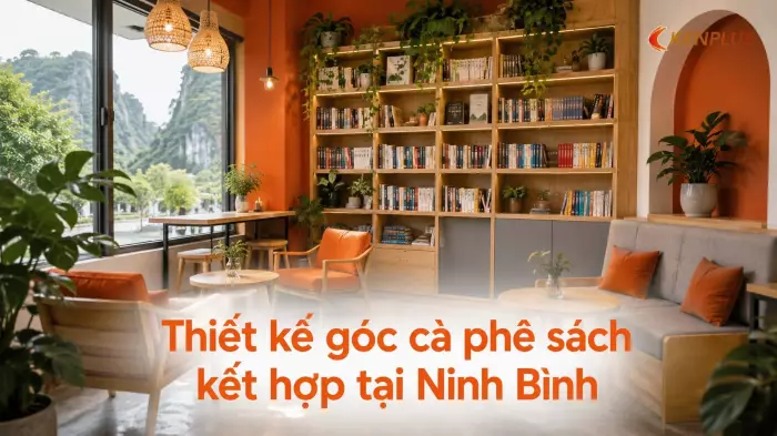 Thiết kế góc cà phê sách kết hợp tại Ninh Bình: mô hình 2 trong 1