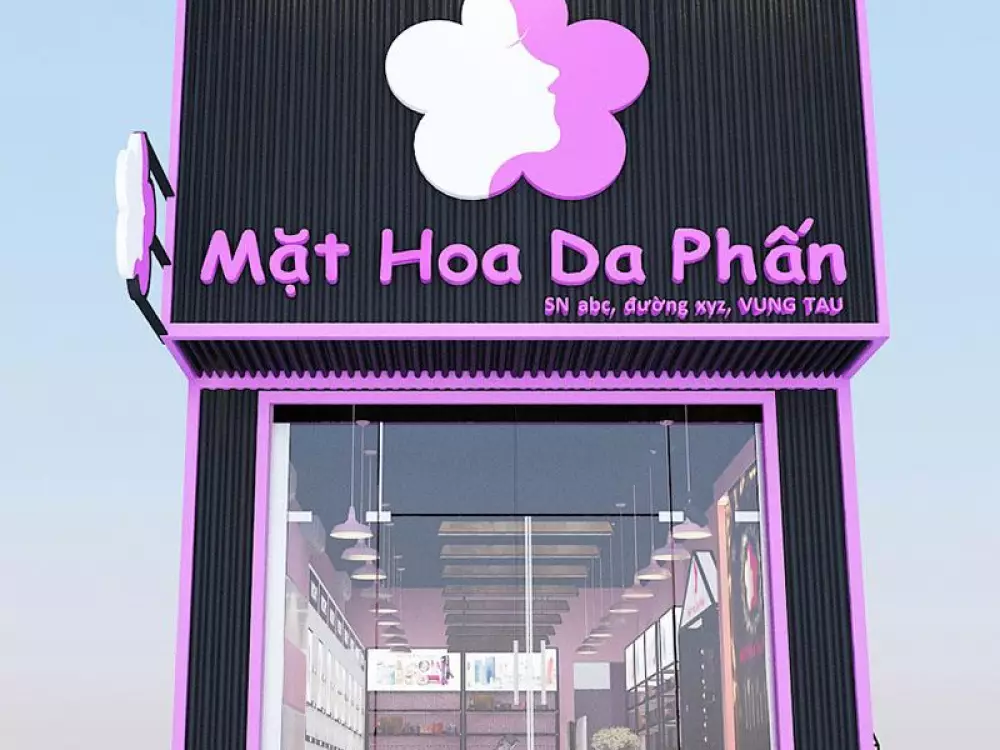 Mẫu thiết kế cửa hàng mỹ phẩm Mặt hoa da phấn