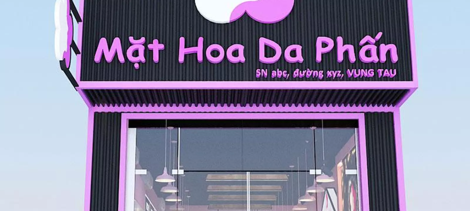 Mẫu thiết kế cửa hàng mỹ phẩm Mặt hoa da phấn