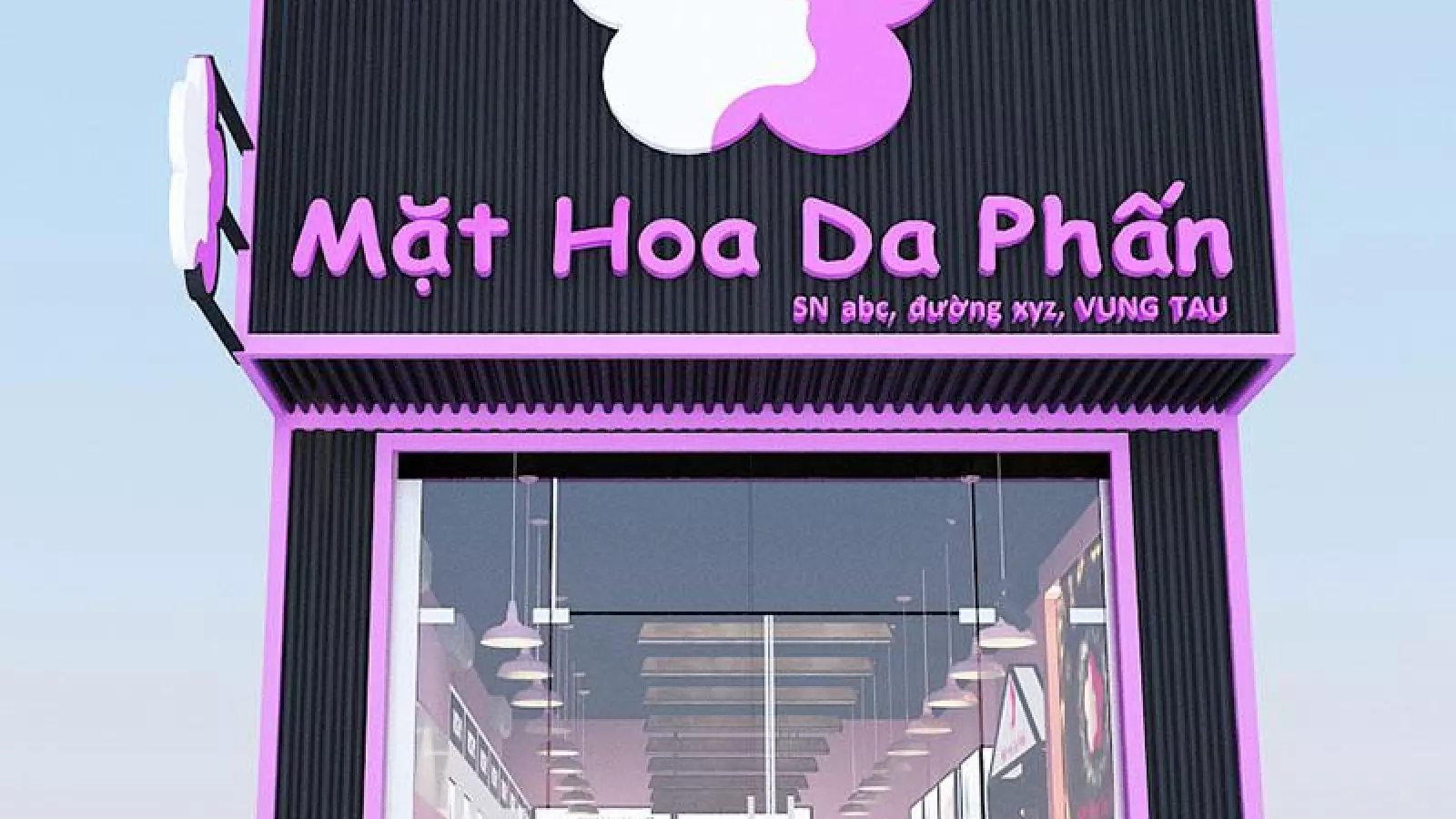 Mẫu thiết kế cửa hàng mỹ phẩm Mặt hoa da phấn
