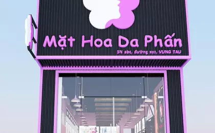 Mẫu thiết kế cửa hàng mỹ phẩm Mặt hoa da phấn