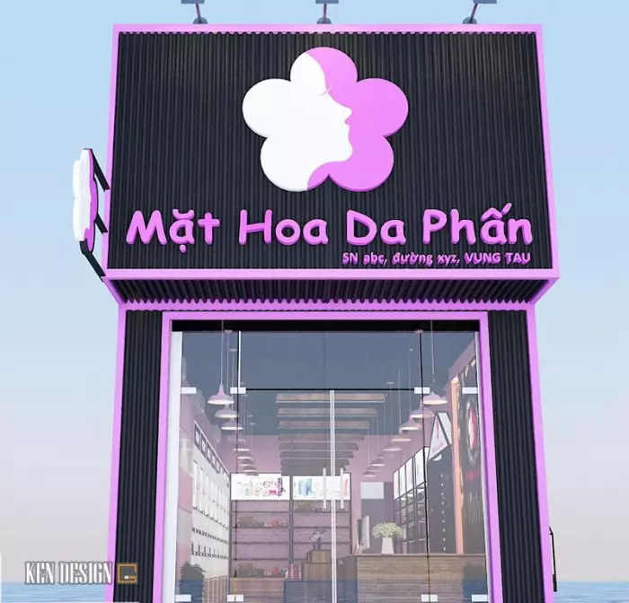 Mẫu thiết kế cửa hàng mỹ phẩm Mặt hoa da phấn