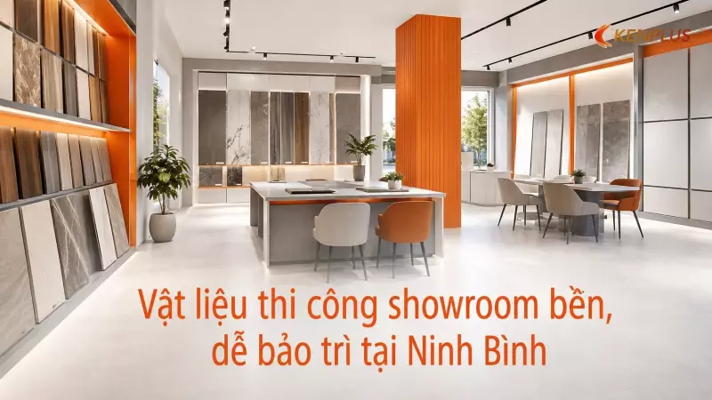 Vật liệu thi công showroom bền, dễ bảo trì tại Ninh Bình