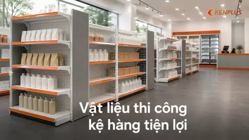 Vật liệu thi công kệ hàng tiện lợi: chịu tải, dễ vệ sinh