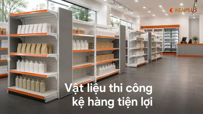 Vật liệu thi công kệ hàng tiện lợi: chịu tải, dễ vệ sinh