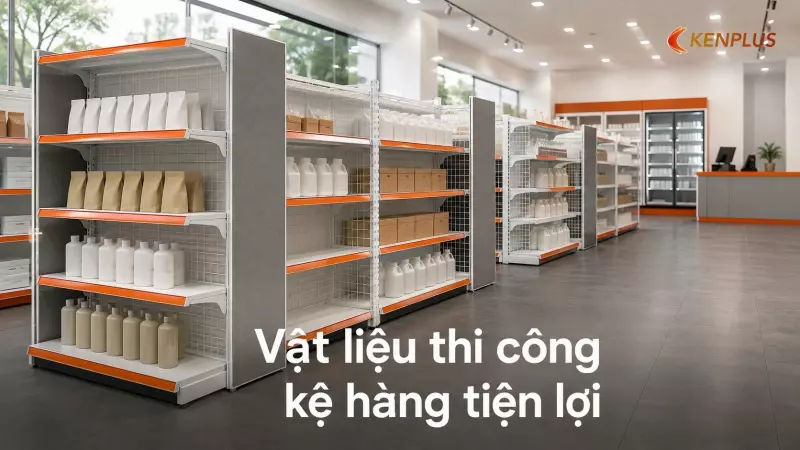 Vật liệu thi công kệ hàng tiện lợi: chịu tải, dễ vệ sinh